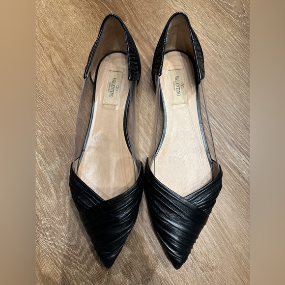 Authentic Valentino Garavani Leather & PVC Flats – Black – Size 40 - Picture 8 of 10